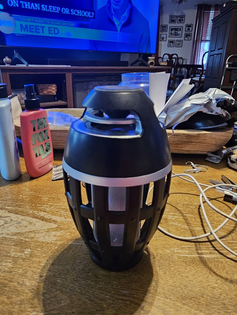 Portable Black & Silver LED Speaker - Cage Design